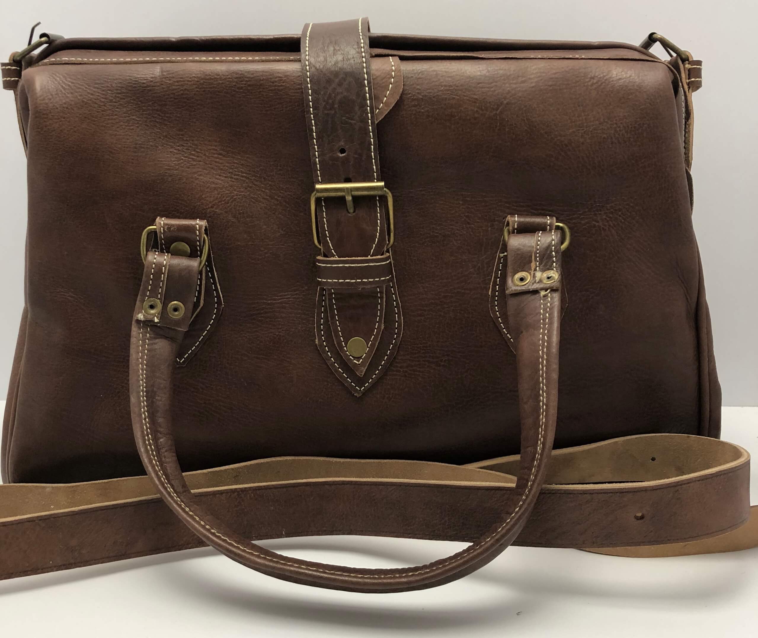 Kožená velká cestovní taška hnědá