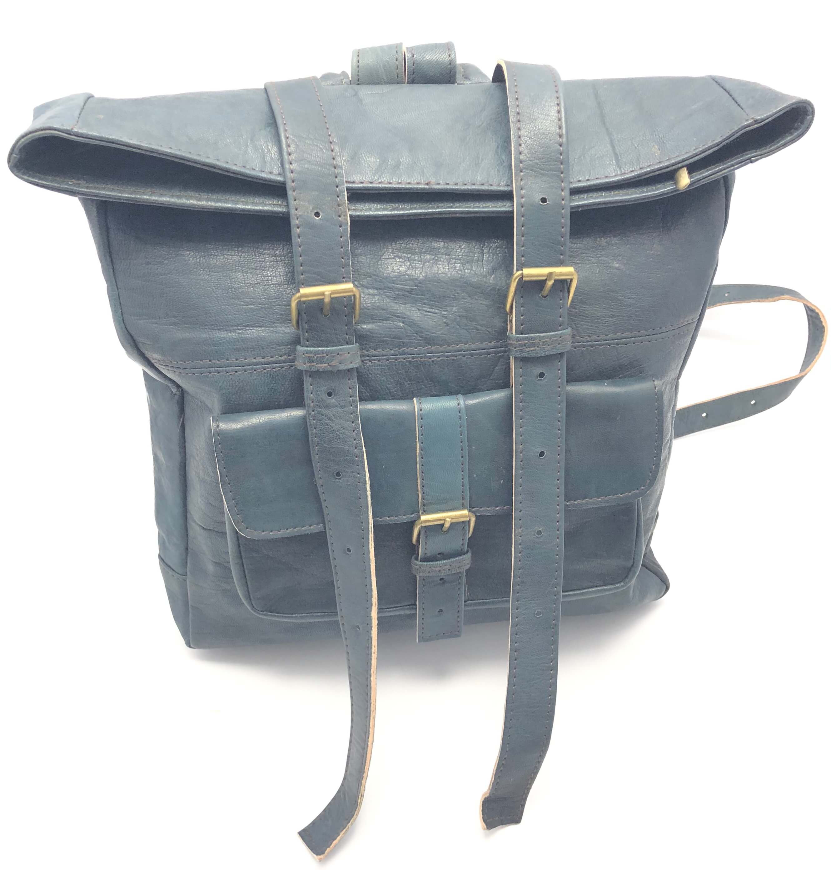 Kožený batoh šedo-modrý MagBag 5 L