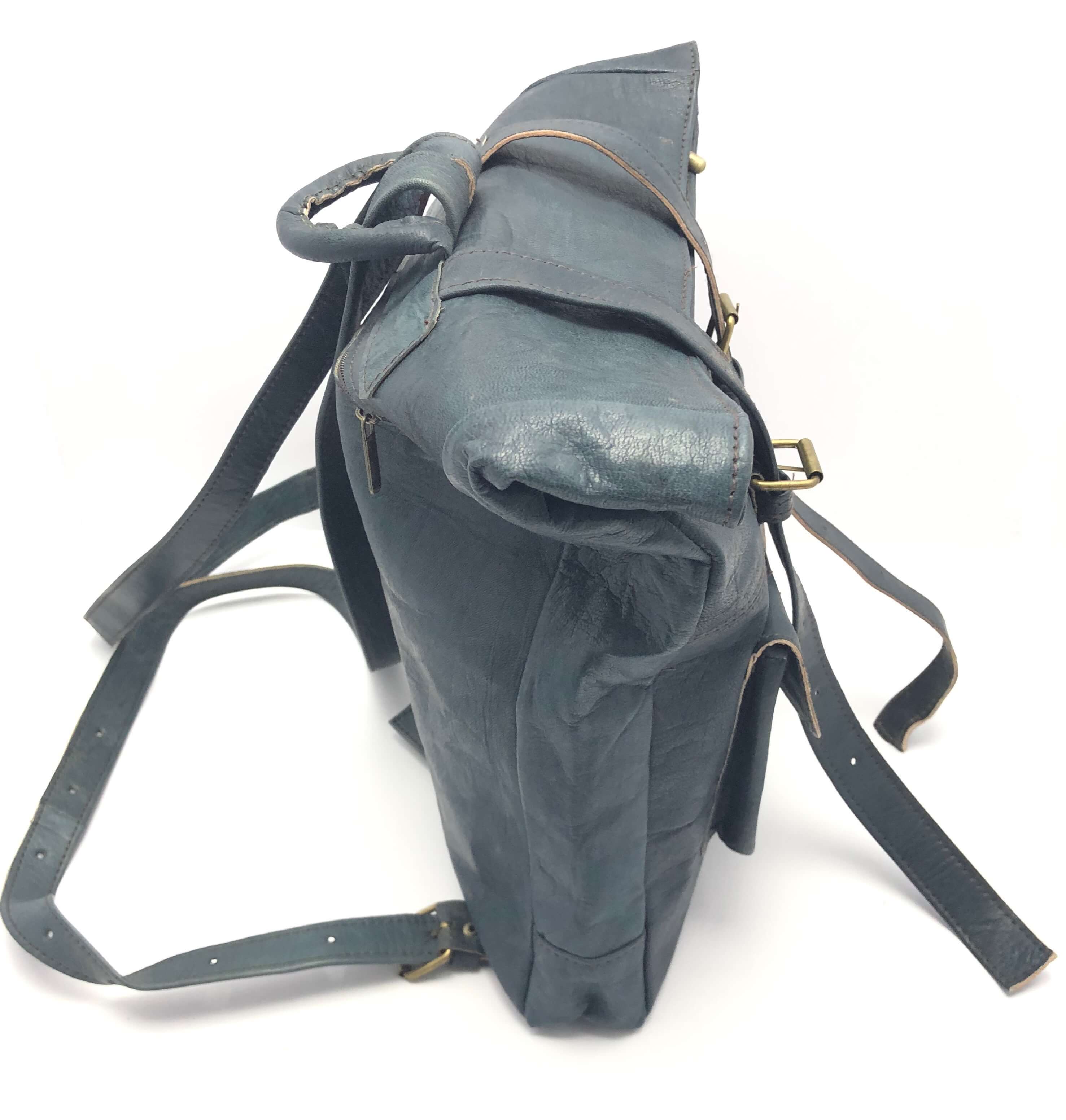 Kožený batoh šedo-modrý