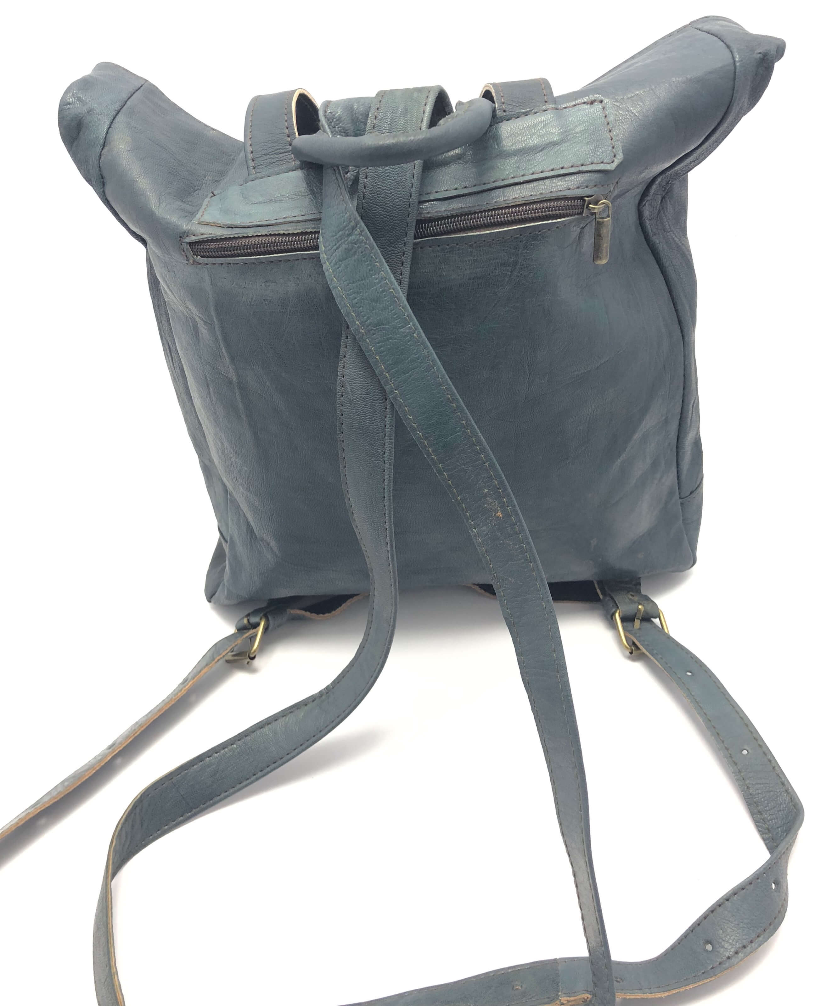 Kožený batoh šedo-modrý