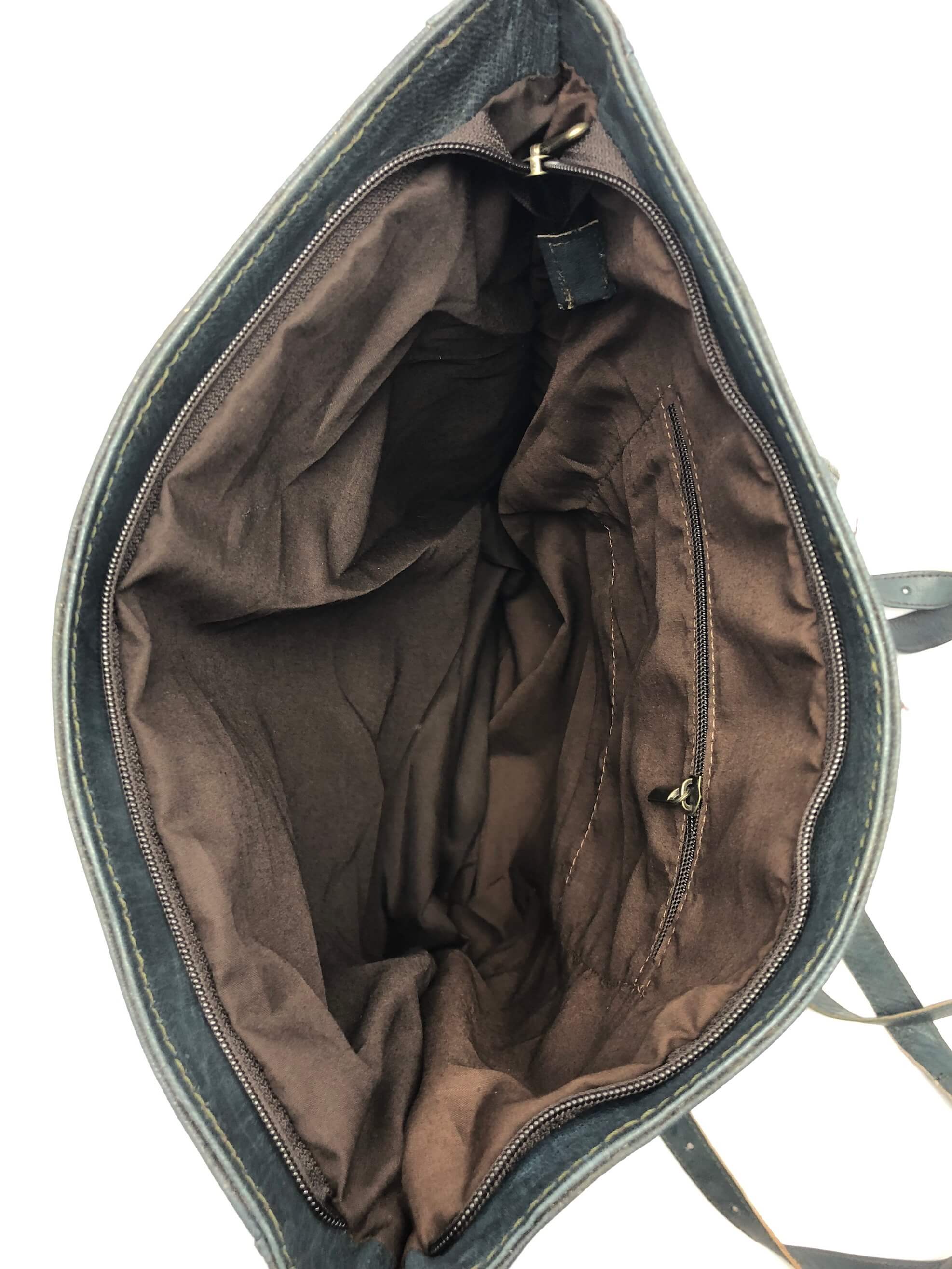 Kožený batoh šedo-modrý