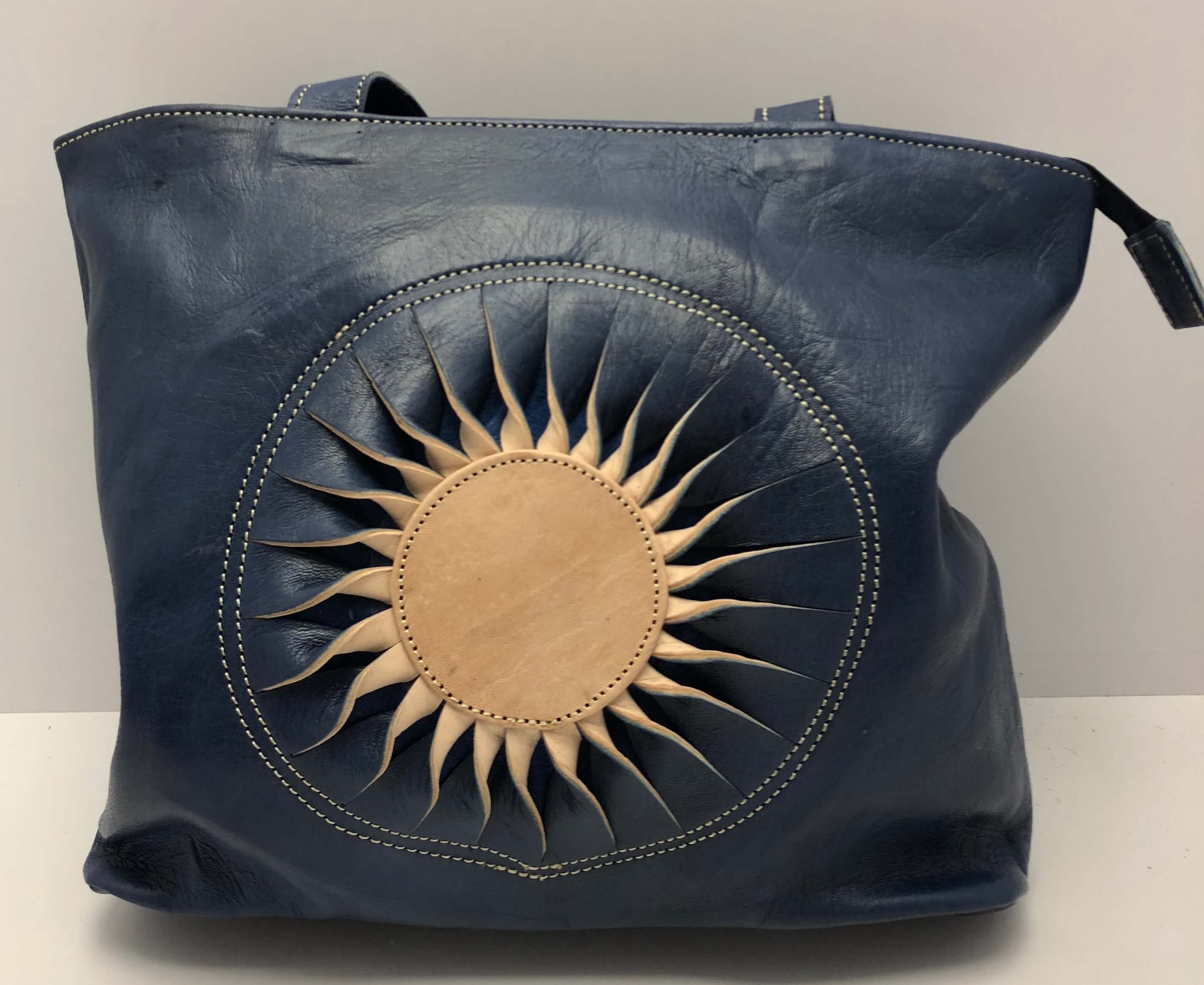 Dámská kožená kabelka sluníčko modrá