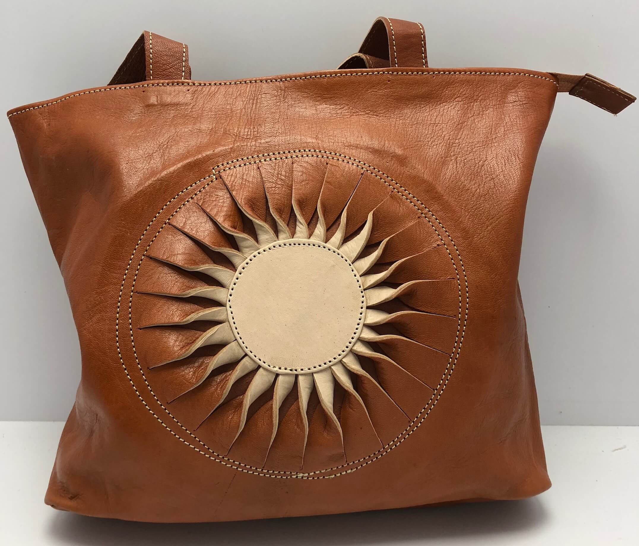 Dámská kožená kabelka sluníčko hnědo-béžová