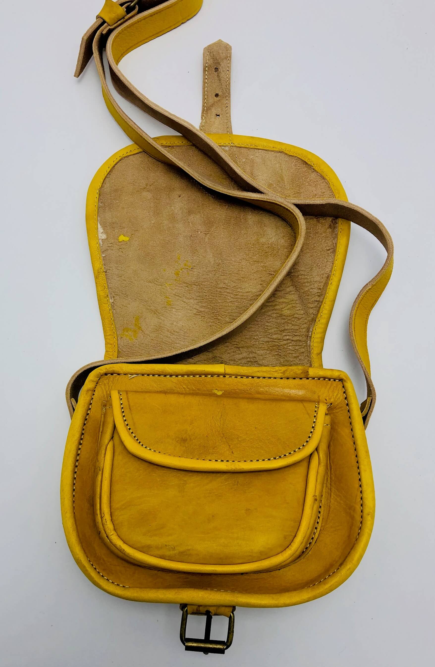 Kožená kabelka lovecká malá žlutá