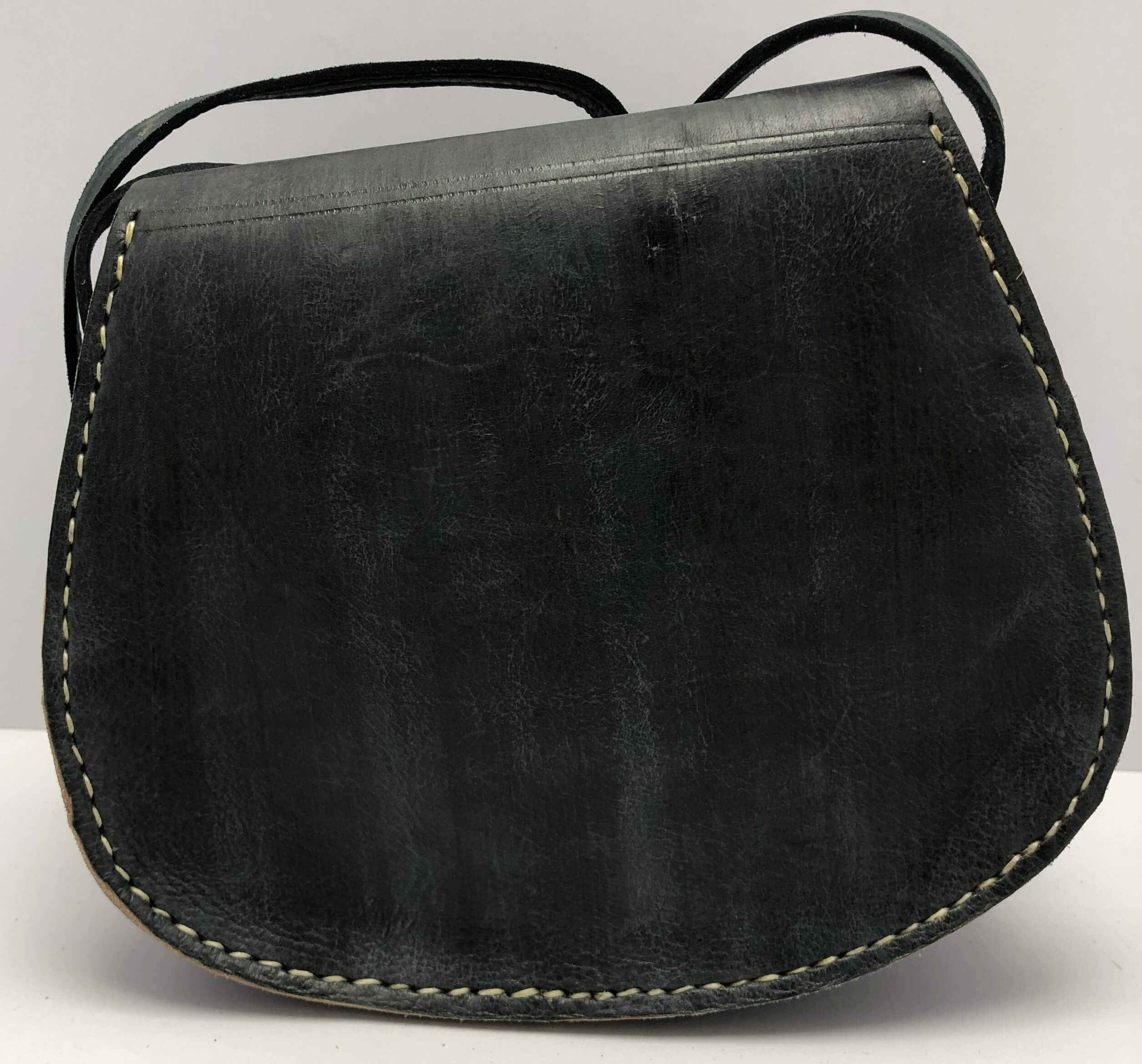 Kožená kabelka šedo-modrá