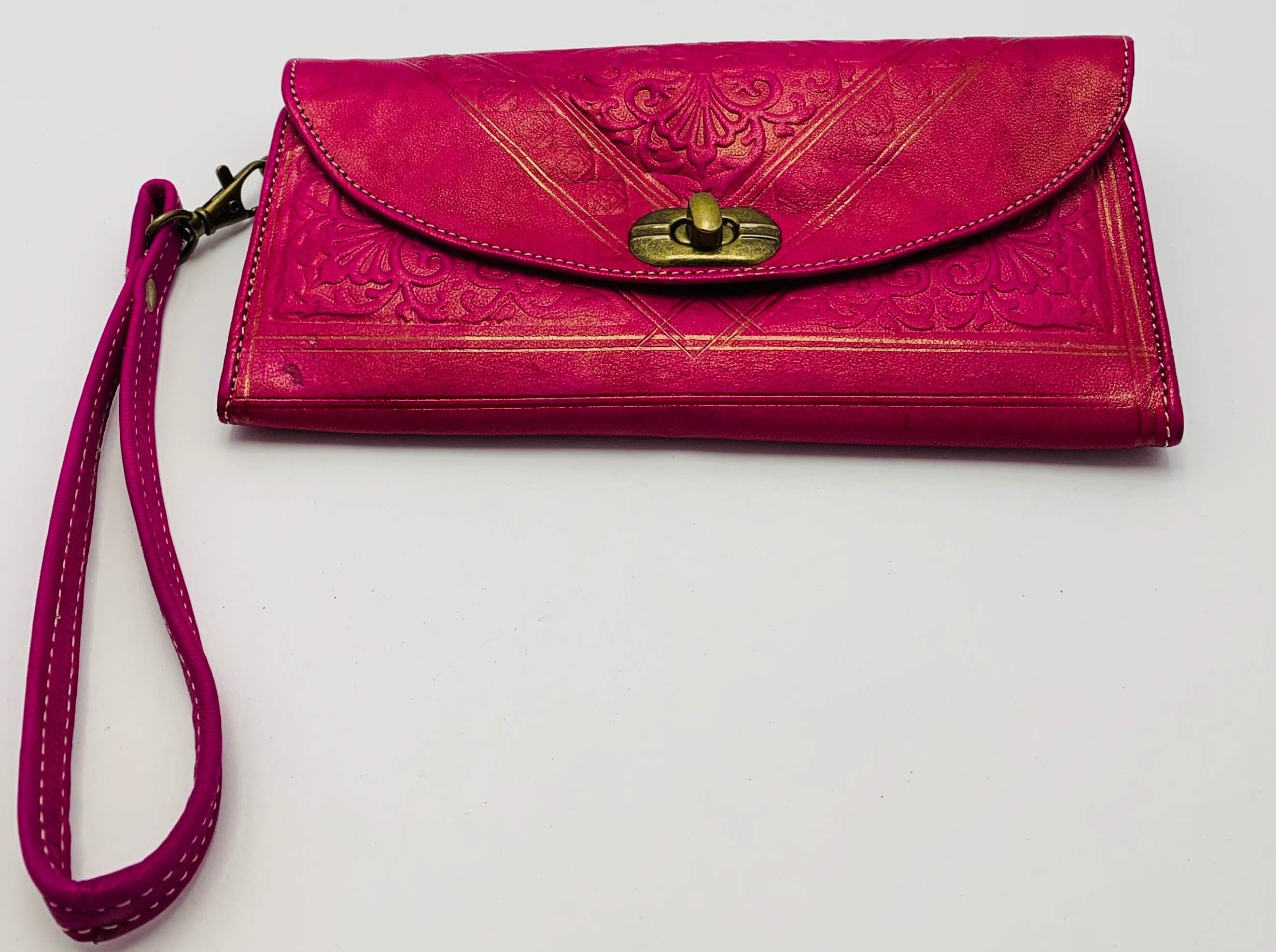 Kožená peněženka fialovo-růžová