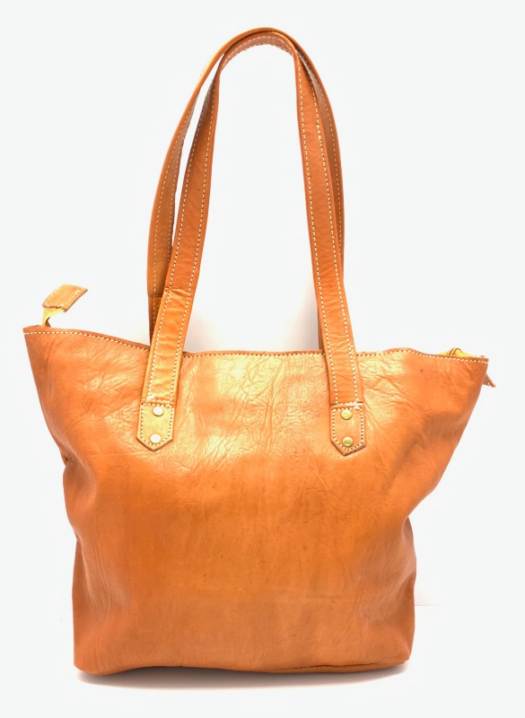 Dámská kožená kabelka ozdobné prošití přírodní MagBag