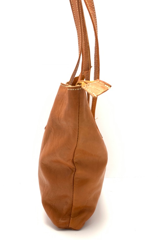 Dámská kožená kabelka ozdobné prošití přírodní MagBag