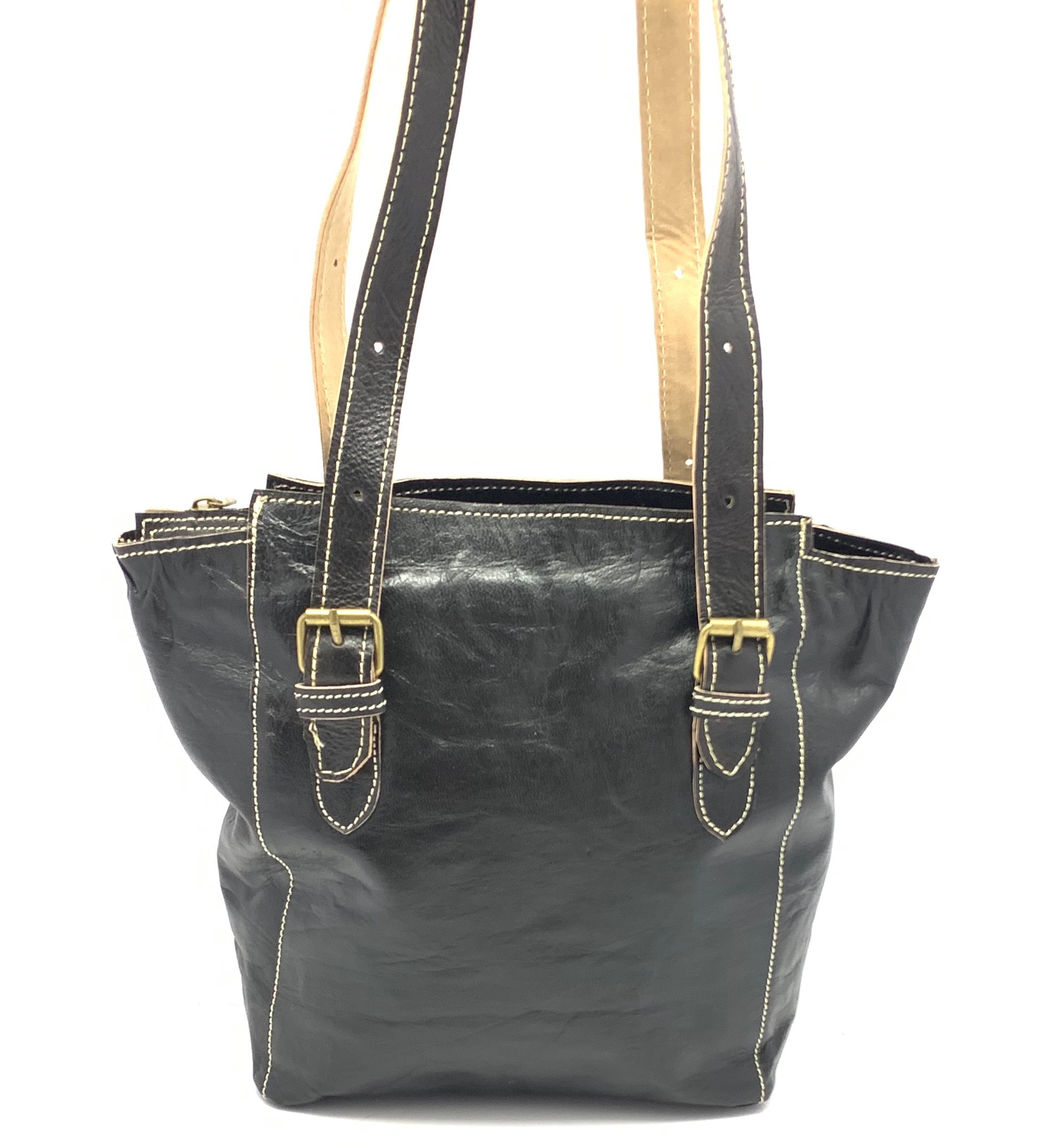Dámská kožená kabelka s přezkami černá MagBag