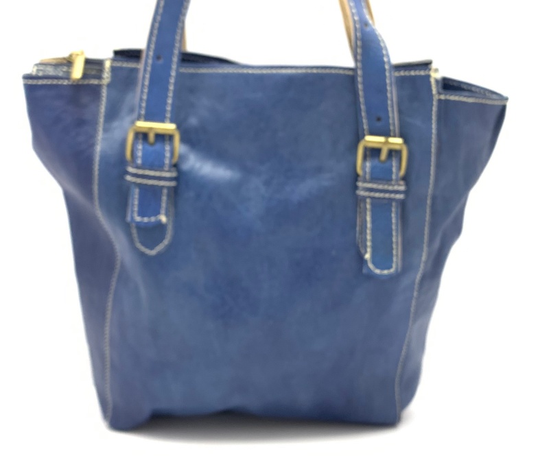 Dámská kožená kabelka s přezkami modrá MagBag