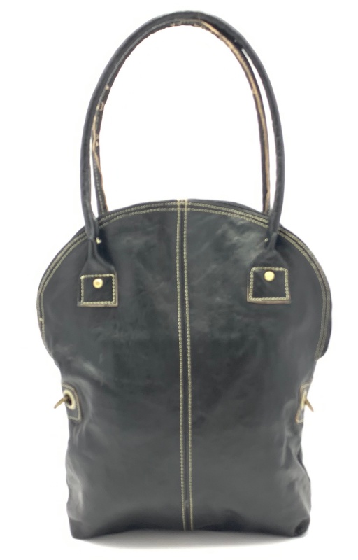 Kožená kabelka půloblouk černá