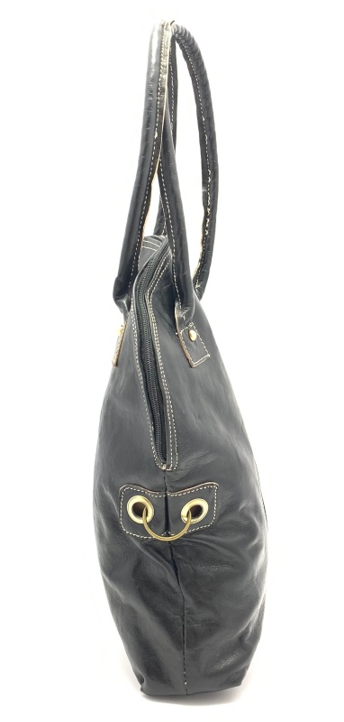 Kožená kabelka půloblouk černá