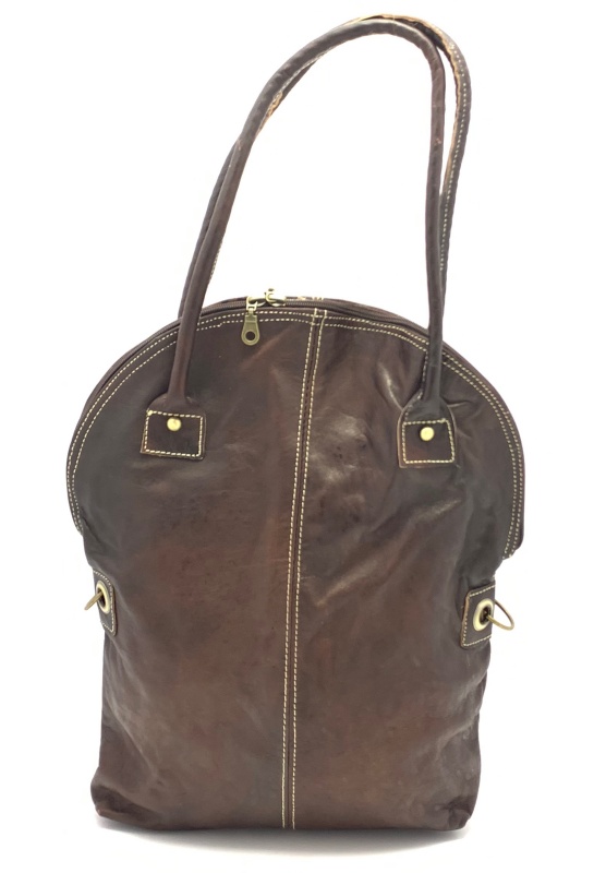 Kožená kabelka půloblouk hnědá