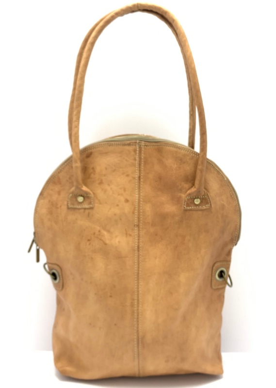 Kožená kabelka půloblouk velbloudí 