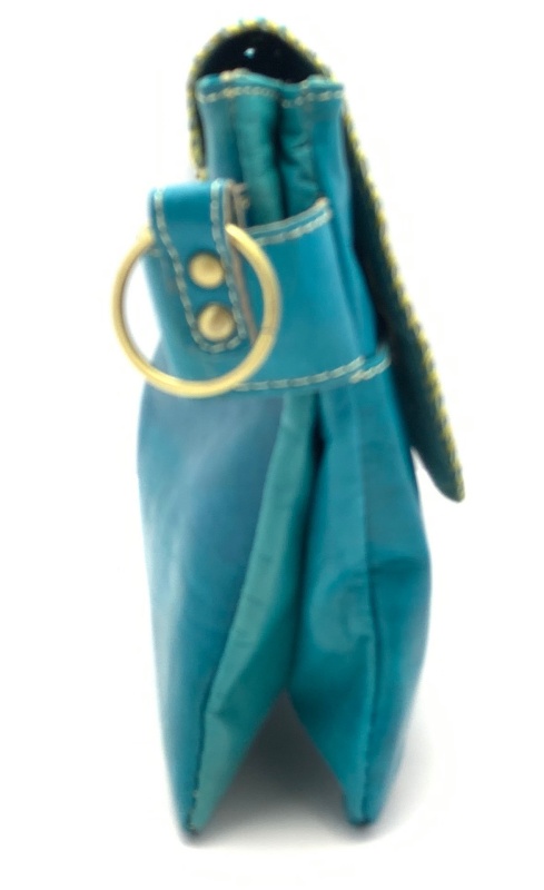 Kožená kabelka psaníčko tyrkysová velká