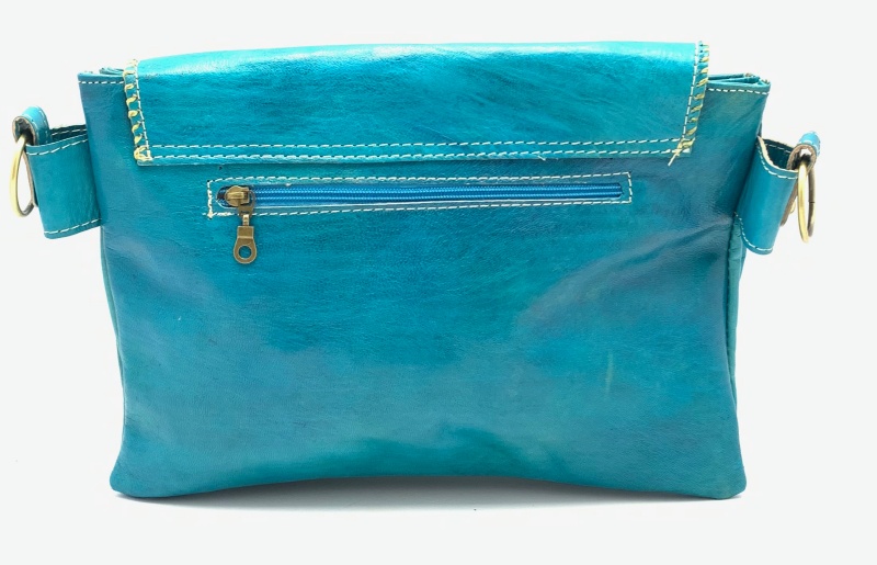 Kožená kabelka psaníčko tyrkysová velká
