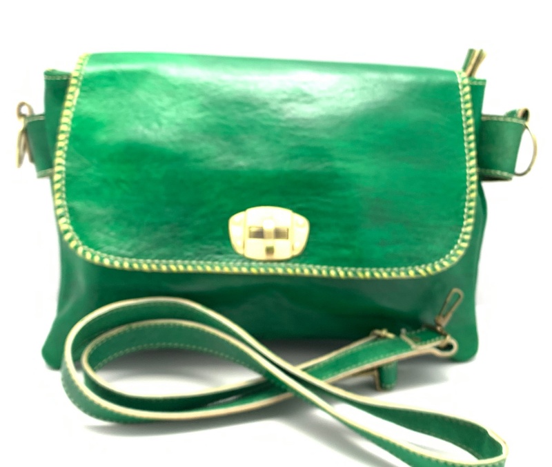Kožená kabelka psaníčko zelená velká