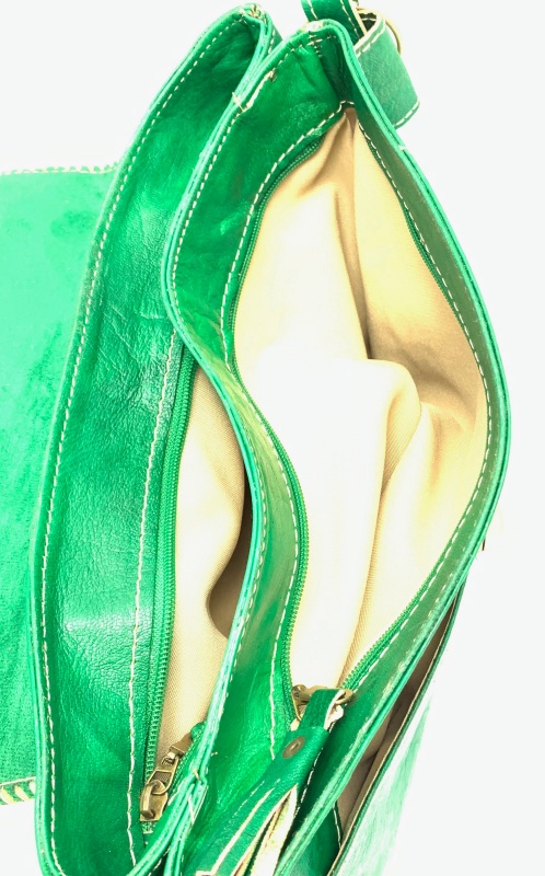 Kožená kabelka psaníčko zelená velká