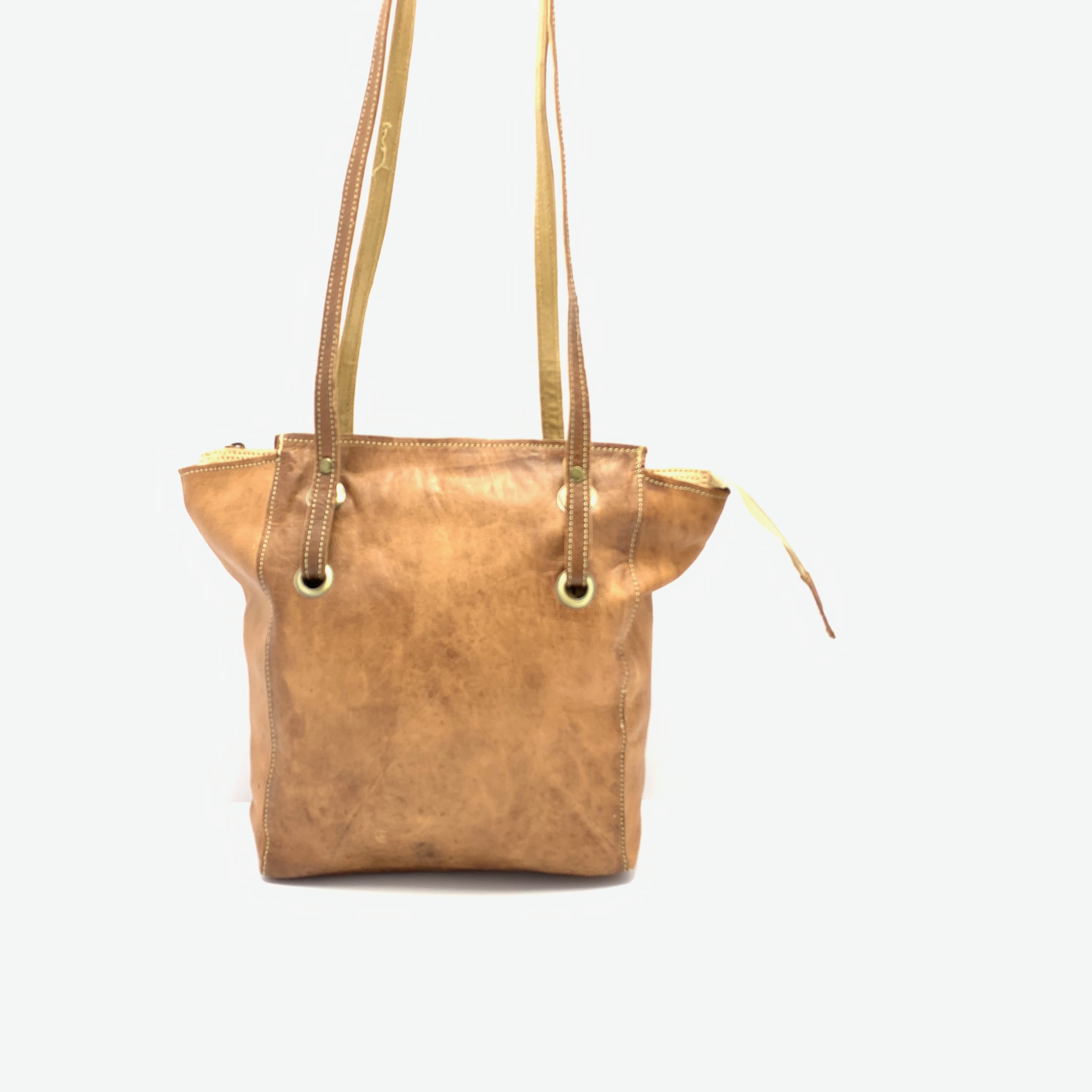 Kožená kabelka ozdobná kolečka velbloudí MagBag