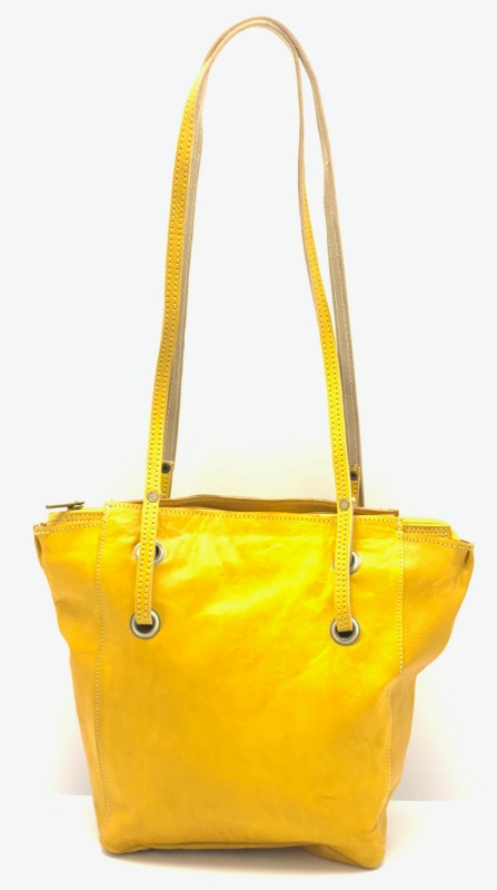 Kožená kabelka ozdobná kolečka žlutá MagBag