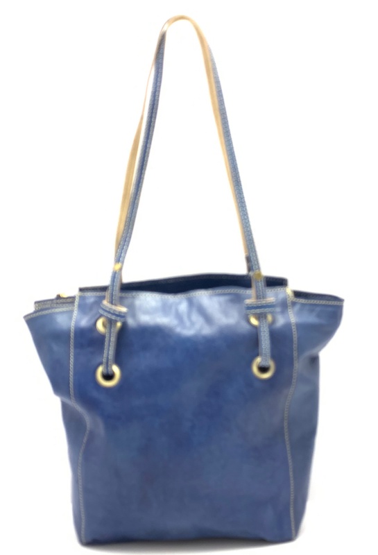 Kožená kabelka ozdobná kolečka modrá MagBag