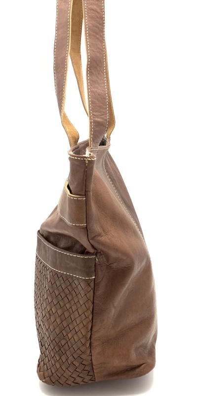 Kožená kabelka s ozdobou hnědá MagBag 