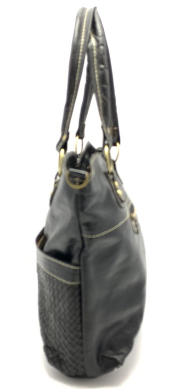 Kožená kabelka s průpletem černá MagBag