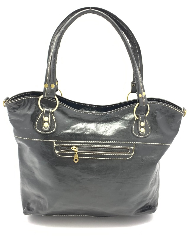 Kožená kabelka s průpletem černá MagBag