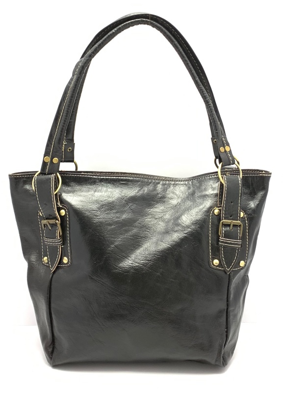 Kožená kabelka s kapsičkou černá