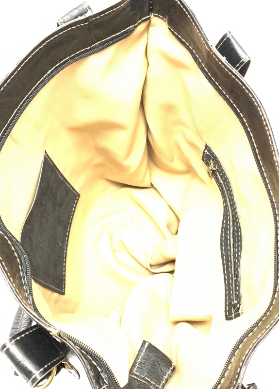 Kožená kabelka s kapsičkou černá