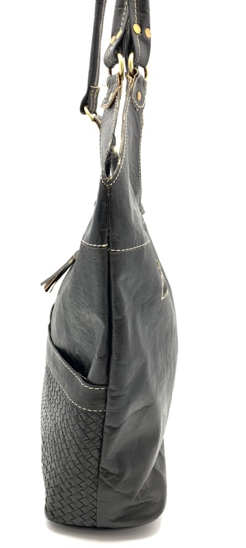 Kožená kabelka půlkruh černá