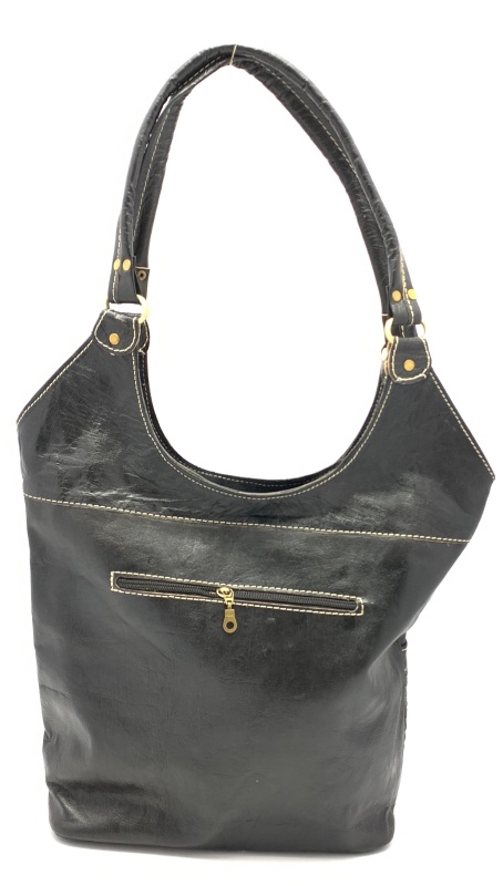 Kožená kabelka půlkruh černá 