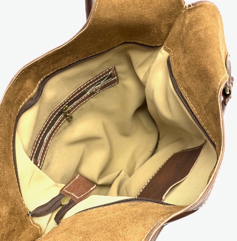 Kožená kabelka půlkruh hnědá