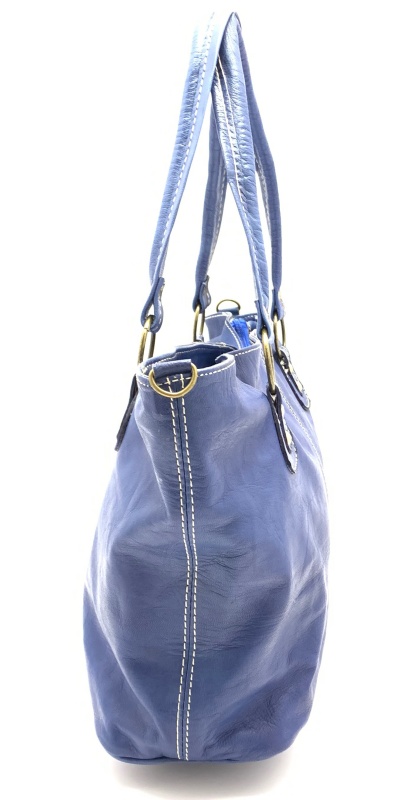 Kožená kabelka prošití modrá MagBag