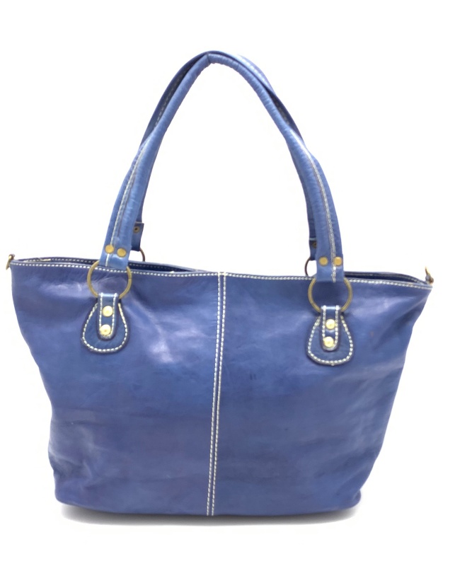 Kožená kabelka prošití modrá MagBag