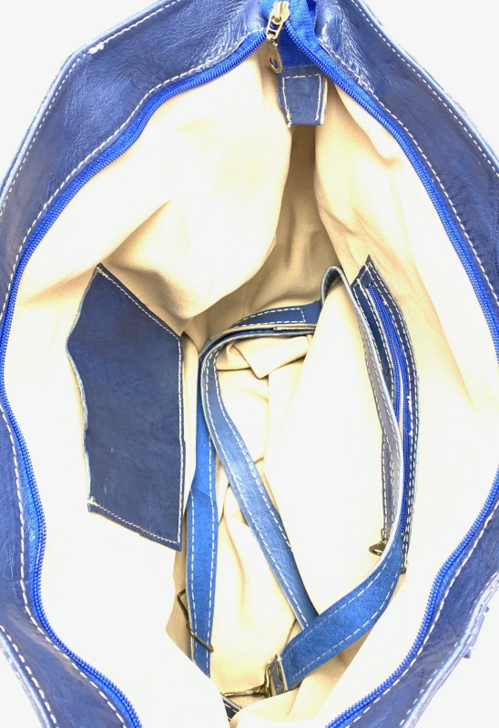 Kožená kabelka prošití modrá MagBag