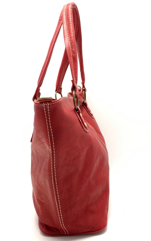 Kožená kabelka prošití červená MagBag