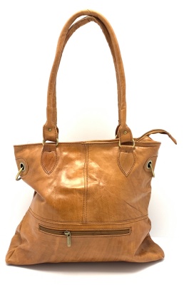 Dámská kožená kabelka kroužky přírodní