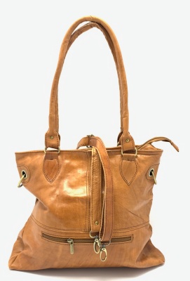 Dámská kožená kabelka kroužky přírodní