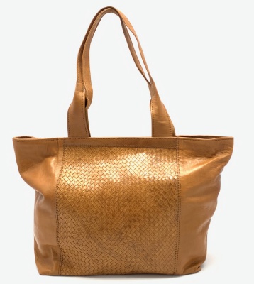 Dámská kožená kabelka s průpletem přírodní