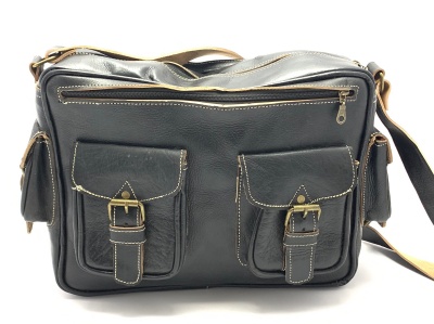 Pánská kožená taška s kapsičkami černá MagBag