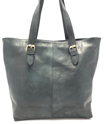 Dámská kožená kabelka přezky černá