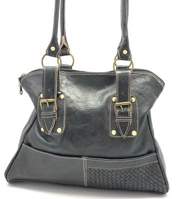 Dámská kožená kabelka ozdobné přezky černá MagBag