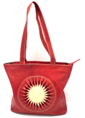 Dámská kožená kabelka sluníčko červená