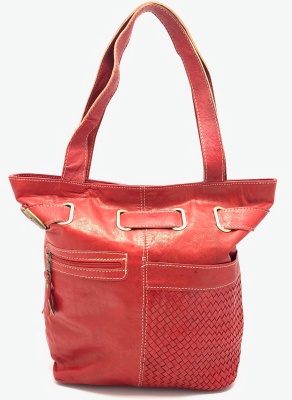 Dámská kožená kabelka s ozdobným páskem červená MagBag