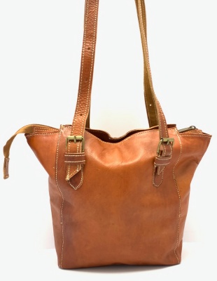 Dámská kožená kabelka s přezkami přírodní MagBag