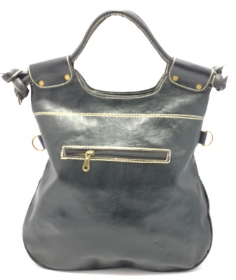 Kožená kabelka černá pevné uši