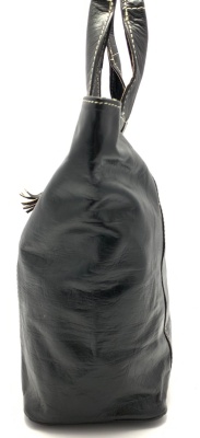 Kožená kabelka s kapsou na zip černá