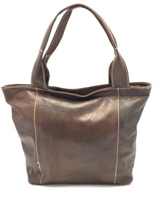 Kožená kabelka s kapsou na zip hnědá