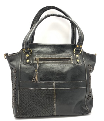 Dámská kožená kabelka s kapičkami černá MagBag